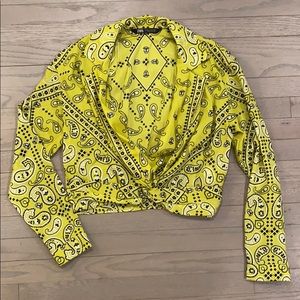 Neon Yellow Bandanna Blouse